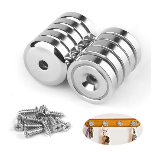 10 Stück Neodym Magnete Mit Loch – Starke Schraubmagnete Mit Senkkopf & Schrauben, Magnet 20kg Tragkraft – Runde Magnethalter Mit Stahlhülse Für Werkstatt, Haushalt, Montage von DONGFENGLION