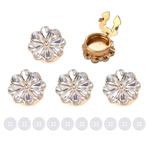 Blusen Manschettenknöpfe Set, Strass-Knopfabdeckungen für Damen/Herren, Abnehmbare Schmuckknöpfe für Nähen, DIY-Feriendekoration, Verzierungen, Hochzeit von DONGKER