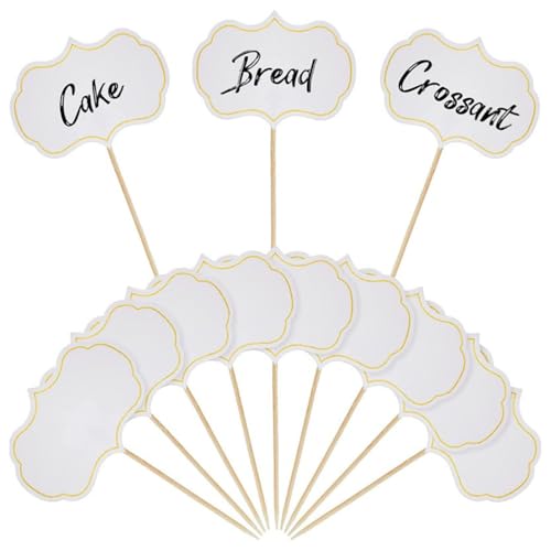 DONGKER Party-Buffet-Lebensmittel-Etiketten, blanko, Zahnstocher-Flaggen, Cocktail-Sticks für Buffets, zum Beschriften auf Cupcake-Topper, Käsetiketten, 56 Stück von DONGKER