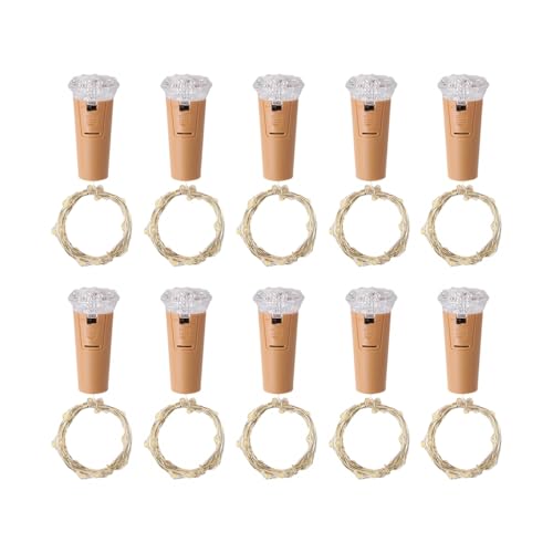 DONGKER Weinflaschenlichter mit Korken, 10er-Pack Mini Lichterketten, batteriebetrieben, Party-Dekoration für Hochzeit, Weihnachten, Halloween, Bar DONGKER Weinflaschenlichter mit Korken, 10er-Pack Mini Lichterketten, batteriebetrieben, Party-Dekoration für Hochzeit, Weihnachten, Halloween, Bar von DONGKER
