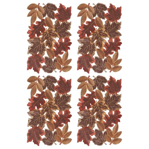 Herbstlicher Deckchen, 4 Stuck Bestickte Tischsets mit Herbst- und Erntedankblättern zür die Heimdekoration für Thanksgiving und die Ernte, 28x43 cm Herbstlicher Deckchen, 4 Stuck Bestickte Tischsets mit Herbst- und Erntedankblättern zür die Heimdekoration für Thanksgiving und die Ernte, 28x43 cm von DONGKER