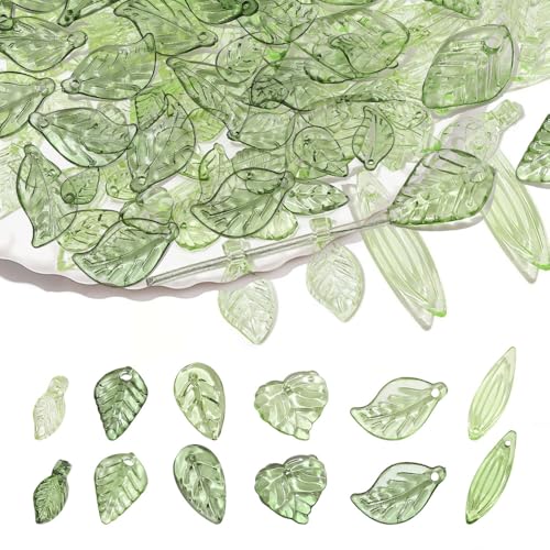 Klare Blatt Anhänger, 120 Stück Acryl Transparent Grün Kappen zum Basteln, Kunststoff Blattperlen für Basteln Schmuckherstellung, DIY Halsketten, Armbänder, Ohrringe Klare Blatt Anhänger, 120 Stück Acryl Transparent Grün Kappen zum Basteln, Kunststoff Blattperlen für Basteln Schmuckherstellung, DIY Halsketten, Armbänder, Ohrringe von DONGKER