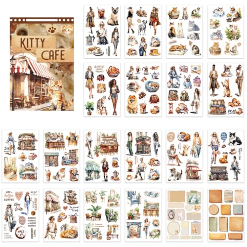 Scrapbook Sticker Set, 20 Blatt Scrapbooking Aufkleber, Selbstklebend Dekorative Journal Fotoalbum Aufkleber Stickers Zubehör für DIY Scrapbook Kalender Notizbuch Fotobuch Tagebuch Journaling von DONGKER