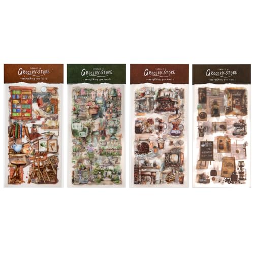 Scrapbook Stickers Set, 24 Blatt Vintage Journal Aesthetic Sticker, Retro Kaffee Ephemera Sticker Erwachsene für DIY Zubehör Fotoalbum Tagebuch Fotobuch Notizbuch Journal Kalender Selbst Gestalten Scrapbook Stickers Set, 24 Blatt Vintage Journal Aesthetic Sticker, Retro Kaffee Ephemera Sticker Erwachsene für DIY Zubehör Fotoalbum Tagebuch Fotobuch Notizbuch Journal Kalender Selbst Gestalten von DONGKER