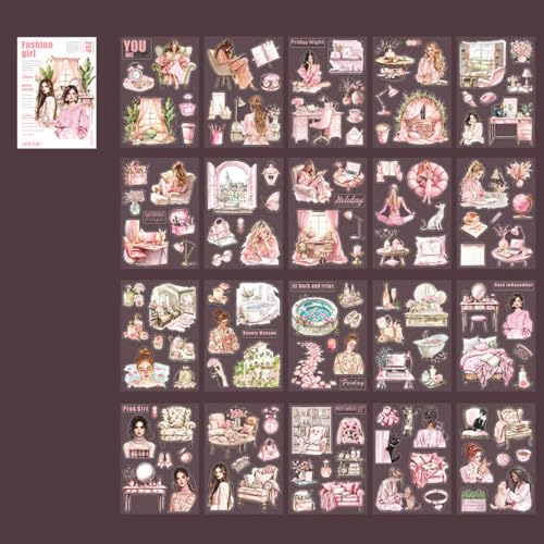 Scrapbooking Sticker Set, 20 Blatt PET Scrapbooking-Aufkleber, Luftiges Feiertags Vorgeschnittenes Aesthetic-Scrapbooking für Erwachsene zur DIY Journaling Basteln Projekte von DONGKER