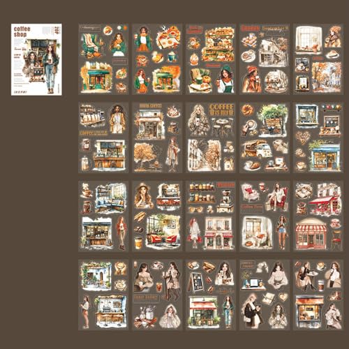 Scrapbooking Sticker Set, 20 Blatt PET Scrapbooking-Aufkleber, Luftiges Feiertags Vorgeschnittenes Aesthetic-Scrapbooking für Erwachsene zur DIY Journaling Basteln Projekte von DONGKER