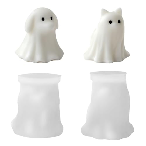 Silikonform Geisterwelpen/Kätzchen, 2 Stück 3D Silikon Gießformen Kerzenhalter, Halloween Kerzenform für DIY-Basteln, Herstellung von Seife, Harzkerze, Heimdekoration Silikonform Geisterwelpen/Kätzchen, 2 Stück 3D Silikon Gießformen Kerzenhalter, Halloween Kerzenform für DIY-Basteln, Herstellung von Seife, Harzkerze, Heimdekoration von DONGKER