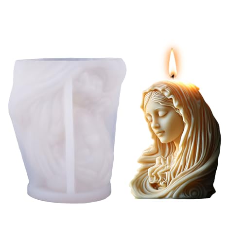 Silikonform Religiöse, 3D Silikon Kerzenform Jungfrau Maria/Jesus, Epoxidharz Formen Gießform für Heimdekoration und DIY-Kerzenherstellung, Kuchendekoration, Seife von DONGKER