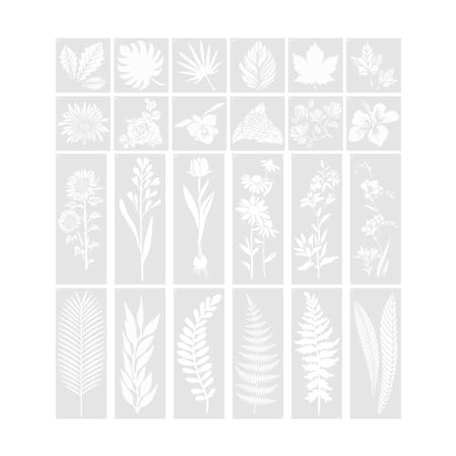 Wildblumen-Schablonen, 24 Stück wiederverwendbare Blumen-Malschablonen Zeichenschablone Zum Malen Von Möbeln DIY Heim dekoration von DONGKER