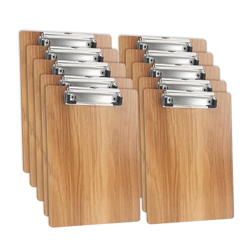 (10 Stück) A5 Klemmbrett Holz A5,Schreibbrett Klemmbretter mit Metalklemme und Aufhängeose, Schreibplatte für Büro,Restaurant,Schule von DONGLI