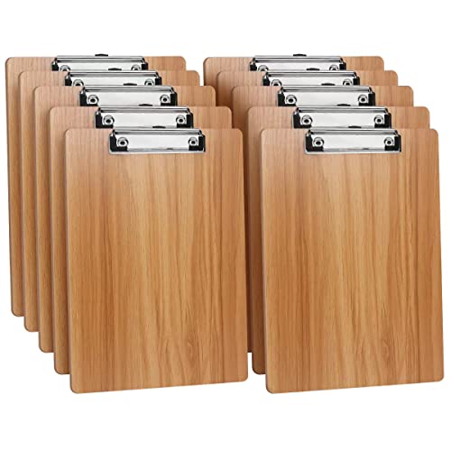 (10 Stück) Klemmbrett Holz A4,Schreibbrett Klemmbrett mit Metalklemme und Aufhängeose, A4 Clipboard Schreibplatte Klemmbretter für Büro,Restaurant,Schule von DONGLI