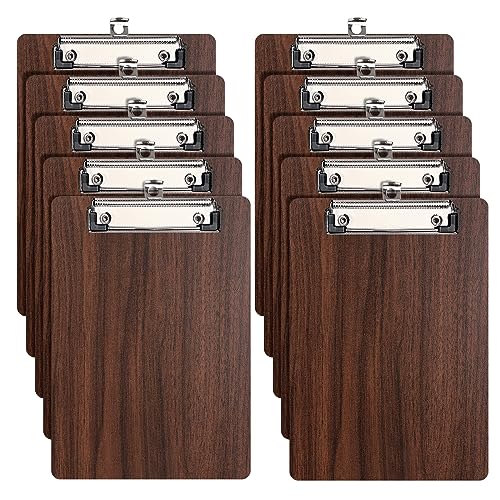 (10 Stück) Klemmbrett Holz A5,Schreibbrett Klemmbretter mit Metalklemme und Aufhängeose, Clipboard Schreibplatte für Büro,Restaurant,Schule von DONGLI