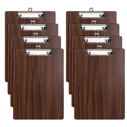 (8 Stück) Klemmbrett Holz A4,Schreibbrett Klemmbretter mit Metalklemme und Aufhängeose, Clipboard Schreibplatte für Büro,Restaurant,Schule von DONGLI