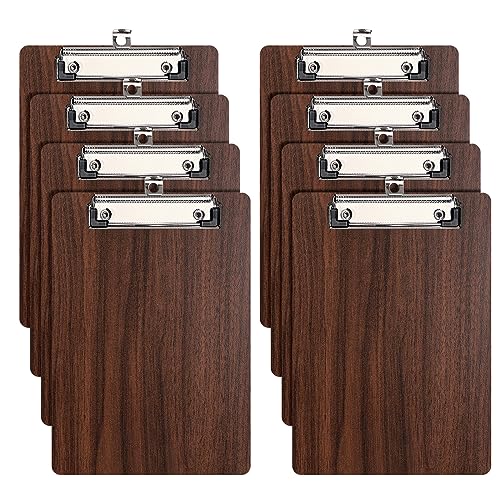 (8 Stück) Klemmbrett Holz A5,Schreibbrett Klemmbretter mit Metalklemme und Aufhängeose, Clipboard Schreibplatte für Büro,Restaurant,Schule von DONGLI