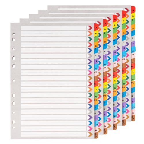 [5 Stück]Register für Ordner A4 A-Z, Farbig Ordner Trennblätter aus Karton für Schule, Büro von DONGLI