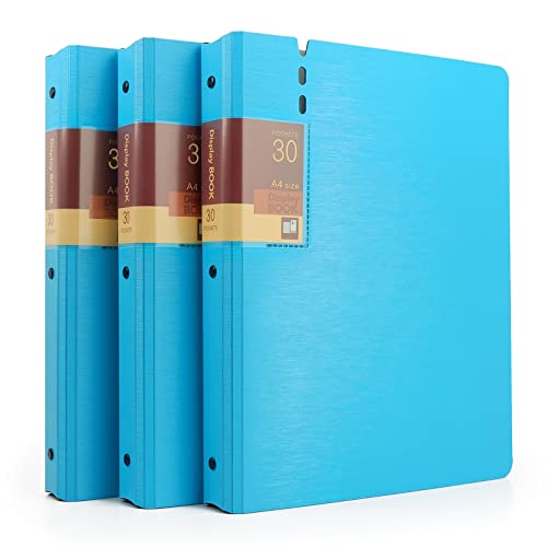 A4 Sichtbuch(3 Stück,Blau),Präsentationsmappe Präsentationsbuch Mit 30 Klarsichthüllen,Präsentationsordner für Präsentationen von DONGLI