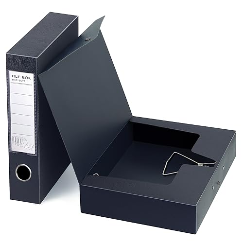 DONGLI 2 Stück A4 Archivbox,Archiv-Schachtel mit 65mm Breit Rücken,Dokumenten-Box A4 mit Metalklemme für Office,Schwarz von DONGLI