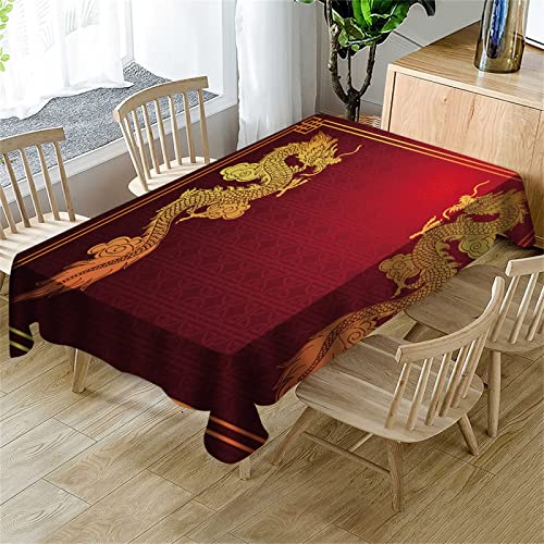 DONGSHAN Chinesischer Drache Abwaschbar Tischdecke Rechteckig Wasserabweisend Fleckschutz Polyester Tischdecken Pflegeleicht, Dekorative Tischdecke Outdoor für Esstisch Partys Camping, 140x240cm DONGSHAN Chinesischer Drache Abwaschbar Tischdecke Rechteckig Wasserabweisend Fleckschutz Polyester Tischdecken Pflegeleicht, Dekorative Tischdecke Outdoor für Esstisch Partys Camping, 140x240cm von DONGSHAN