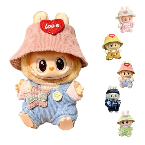 Kleidungsset für Labubu Puppe, Labubu Kleidung für 17 cm große Labubu Puppe, La-bubu Puppenzubehör, La-bubu Puppenkleidung, für 17cm La-bubu Plush Pullover Hoodie Bekleidung DIY Kinder Geschenke (D) von DONGSZQ