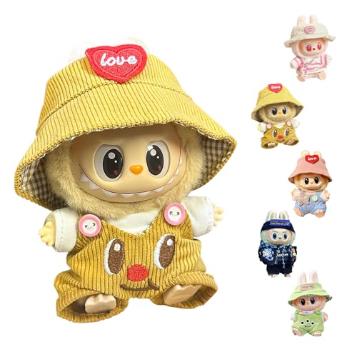 Kleidungsset für Labubu Puppe, Labubu Kleidung für 17 cm große Labubu Puppe, La-bubu Puppenzubehör, La-bubu Puppenkleidung, für 17cm La-bubu Plush Pullover Hoodie Bekleidung DIY Kinder Geschenke (B) von DONGSZQ