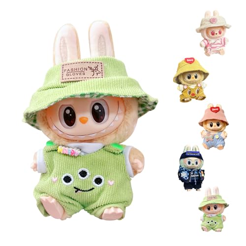 Kleidungsset für Labubu Puppe, Labubu Kleidung für 17 cm große Labubu Puppe, La-bubu Puppenzubehör, La-bubu Puppenkleidung, für 17cm La-bubu Plush Pullover Hoodie Bekleidung DIY Kinder Geschenke (E) von DONGSZQ