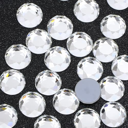 DONGZHOU 28 STÜCKE Flache Rückseite Kristall, 12MM Glas Große Strass Runde Edelstein für Kleidung Tasche Schuhe Brautkleid Dekorationen DIY Handwerk Zubehör von DONGZHOU