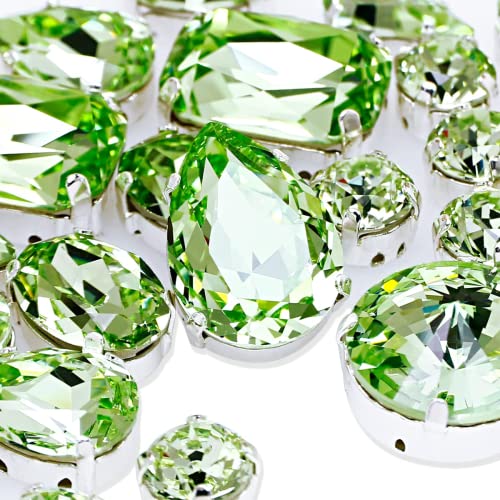 DONGZHOU 82Stück Glitzersteine zum Aufnähen, Nähen Auf Strass mit Silber Krappenfassung für DIY Crafts Schmuck machen Kleidung Hut Maske Hochzeit Kleid Dekoration,Chrysolith DONGZHOU 82Stück Glitzersteine zum Aufnähen, Nähen Auf Strass mit Silber Krappenfassung für DIY Crafts Schmuck machen Kleidung Hut Maske Hochzeit Kleid Dekoration,Chrysolith von DONGZHOU