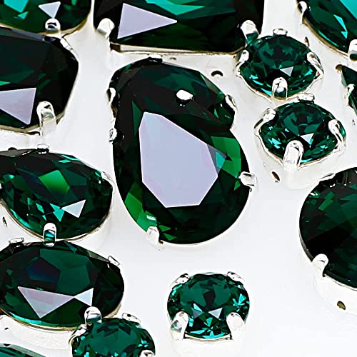 DONGZHOU Glitzersteine zum Aufnähen, 82Stück Glas Nähen Edelsteine mit Silber Krappenfassung Aufnähen Glas Strasssteine für DIY Crafts Schmuck Machen Kleidung Hut Hochzeit Kleid Dekoration,Smaragd DONGZHOU Glitzersteine zum Aufnähen, 82Stück Glas Nähen Edelsteine mit Silber Krappenfassung Aufnähen Glas Strasssteine für DIY Crafts Schmuck Machen Kleidung Hut Hochzeit Kleid Dekoration,Smaragd von DONGZHOU