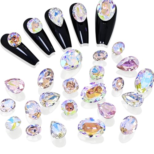 DONGZHOU Großer Nail Art Strassstein Set, 48Stück gemischte Farbe Strasssteine Nagel Edelsteine Multi Form 3D Glas Kristalle Nagel Charms für Nagel DIY Dekorationen Kunsthandwerk von DONGZHOU