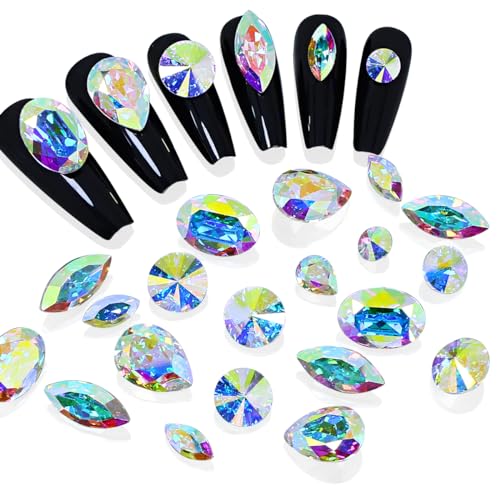 DONGZHOU Kristall AB Strasssteine Nägel Set,48 Stück Glitzersteine Strasssteine Nägel 4 Formen Pointback Nagel Charms für 3D Nagel Dekoration DIY Kunsthandwerk DONGZHOU Kristall AB Strasssteine Nägel Set,48 Stück Glitzersteine Strasssteine Nägel 4 Formen Pointback Nagel Charms für 3D Nagel Dekoration DIY Kunsthandwerk von DONGZHOU