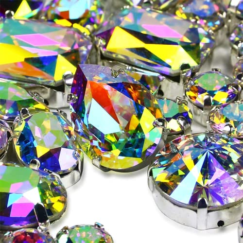 DONGZHOU Kristalle AB Strasssteine zum Aufnähen, Glas Nähen Edelsteine mit Silber Klaue Flache Rückseite Glas Strasssteine für DIY Crafts Schmuck machen Hut Kleidung Hochzeit Kleid Dekoration,82Stück DONGZHOU Kristalle AB Strasssteine zum Aufnähen, Glas Nähen Edelsteine mit Silber Klaue Flache Rückseite Glas Strasssteine für DIY Crafts Schmuck machen Hut Kleidung Hochzeit Kleid Dekoration,82Stück von DONGZHOU