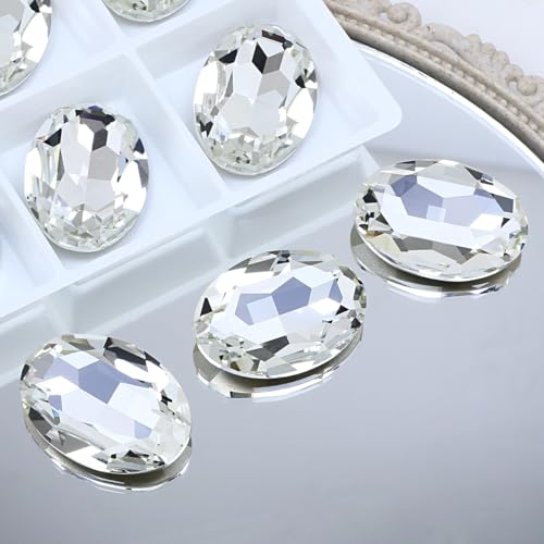 DONGZHOU Pointback große Strasssteine,8 Stück Strasssteine Zum Aufnähen K9 Glas Strasssteine 30 * 20mm Klar Große Edelsteine facettiert Glasperlen für Handwerk Schmuck machen Schuhe Kleid von DONGZHOU