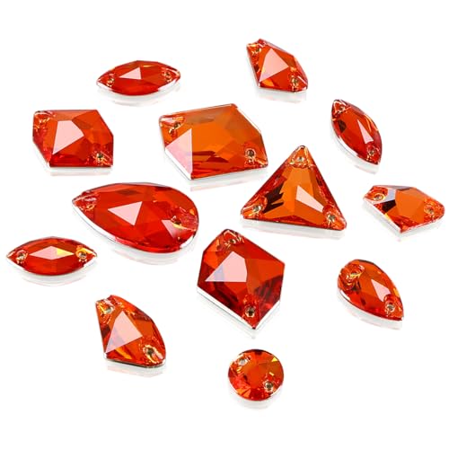 DONGZHOU Strasssteine zum Aufnähen, gemischte Form, Glasstrass mit Löchern, flache Rückseite, Kristall-Edelsteine zum Nähen, für Kleidung, Kleider, Schmuckherstellung, Schuhe und Bastelarbeiten von DONGZHOU