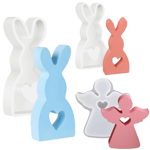 3D Osterhase Silikonform Kerzenhalter, Silikonform Hase, Gießform Engel Silikon Kerzenform, Kaninchen Gießformen Silikon, Silikonform Ostern, 3D Kreative Silikonform für Kerzenherstellung (3 Stück) von DONGZQAN