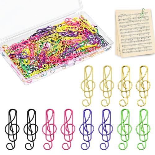 100 Stück Büroklammern für Musiknoten, Fantasie-Büroklammern, Büroklammern, Motiv Büroklammern aus Metall, Büroklammer für Quittungen von Dateien und Buchnotizen, Bodenschlüssel und Noten 100 Stück Büroklammern für Musiknoten, Fantasie-Büroklammern, Büroklammern, Motiv Büroklammern aus Metall, Büroklammer für Quittungen von Dateien und Buchnotizen, Bodenschlüssel und Noten von DONOONIS
