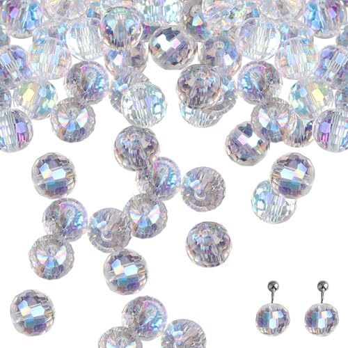 100PCS Facettierte Glasperlen,Glasperlen Zum Auffädeln,Facettierte Glasperlen,Perlen Für Armbänder,Zum Auffädeln,Perlen Zum Auffädeln,Für Armbänder Schlüsselanhänger Heimdeko von DONOONIS