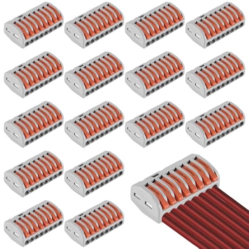 16pcs Kabelverbinder,Kabelverbinder Wago,7 HäFen Klemmen,Verbindungsklemmen,DIY Kombinierbare Kompakt Lüsterklemme, Elektrische Anschlussblöcke,Wago durchgangsverbinder von DONOONIS