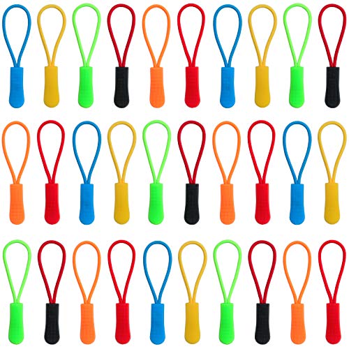 DONQL 30Stück Reißverschluss Zipper,Reissverschlussgriff Ersatz Zipper Pulls,Nylon Reissverschluss zipper reißverschluss anhänger Für Bekleidung, Rucksäcke, Schuhe, Outdoorsport (5 Farben) von DONQL