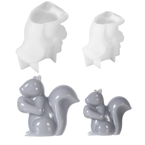 2 Stück Silikonform Gießformen Eichhörnchen, Silikonform Tiere, Gießformen Silikon, Seifen Formen zum Gießen, Gießform Für Beton, Harz, Kerze, Seife, DIY Bastelprojekte Deko von DONQTWAY