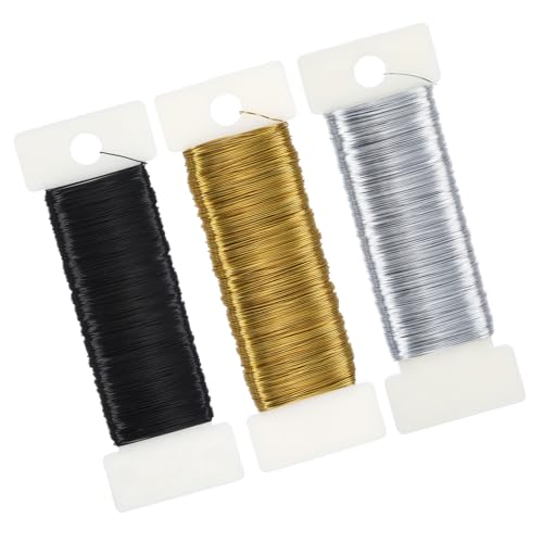 3 Rollen Basteldraht, Basteldraht Dünn 0.35mm x 50m, Schmuckdraht, Draht zum Basteln, Perlendraht, Dünner Draht zum Basteln für Handwerk, Pflanzen, Blumen Dekoration, DIY Bastelarbeiten von DONQTWAY