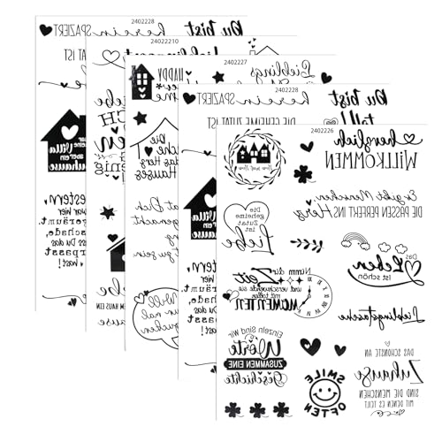 5 Stück Kerzentattoos, Kerzenaufkleber Rub on Sticker A5, Kerzen Wassertransferfolie für Kerzen Dekorieren, Kerzenfolie, Schrift Aufkleber für Möbel, Glas, Holz, Scrapbooking, DIY Basteln Deko von DONQTWAY