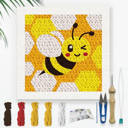 Bienen Stickset Zum Selbermachen Mit Punch Needle Für Erwachsene Und Anfänger 24cm Bienenwaben Tier Insekten Punch Stitching Bastelset Anfänger Rahmen Stoffmuster Einfädler Garn Quetschnadel Bienen Stickset Zum Selbermachen Mit Punch Needle Für Erwachsene Und Anfänger 24cm Bienenwaben Tier Insekten Punch Stitching Bastelset Anfänger Rahmen Stoffmuster Einfädler Garn Quetschnadel von DOODLREAM