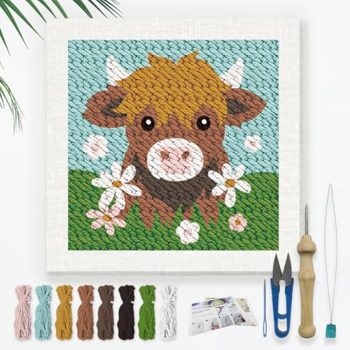 DOODLREAM Highland Cow DIY Punch Needle Stickset Für Erwachsene Und Anfänger 24cm Highland Cow Animal Punch Stitching Bastelset Für Anfänger Mit Rahmen Stoffmuster Einfädler Garn Quetschnadel DOODLREAM Highland Cow DIY Punch Needle Stickset Für Erwachsene Und Anfänger 24cm Highland Cow Animal Punch Stitching Bastelset Für Anfänger Mit Rahmen Stoffmuster Einfädler Garn Quetschnadel von DOODLREAM