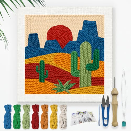 DOODLREAM Kaktus Stickset Zum Selbermachen Mit Punch Needle Für Erwachsene Anfänger 24cm Berge Sonnenuntergang Punch Stitching Bastelset Anfänger Rahmen Stoffmuster Einfädler Garn Punchneedle DOODLREAM Kaktus Stickset Zum Selbermachen Mit Punch Needle Für Erwachsene Anfänger 24cm Berge Sonnenuntergang Punch Stitching Bastelset Anfänger Rahmen Stoffmuster Einfädler Garn Punchneedle von DOODLREAM