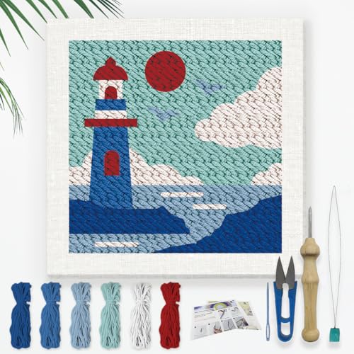 DOODLREAM Leuchtturm Stickset Zum Selbermachen Mit Punch Needle Für Erwachsene Und Anfänger 24cm Großes Seebau Stanz Und Nähset Für Anfänger Mit Rahmen Stoffmuster Einfädler Garn Quetschnadel DOODLREAM Leuchtturm Stickset Zum Selbermachen Mit Punch Needle Für Erwachsene Und Anfänger 24cm Großes Seebau Stanz Und Nähset Für Anfänger Mit Rahmen Stoffmuster Einfädler Garn Quetschnadel von DOODLREAM