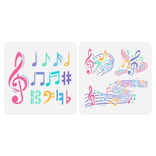 DOODLREAM Musiknoten-Schablonen zum Malen, 30 x 30 cm, wiederverwendbare Kunststoff-Schablonen für Musiknoten zum Malen auf Wand, Holzboden, Möbel, Stoff, Leinwand, Bastelschablone, 2 Stück von DOODLREAM