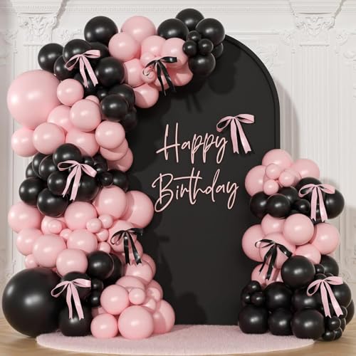 Black Pink Bow Balloons Arch Kit von DOOFE