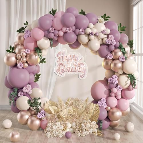 Lila Luftballons Girlande, 114 Stück Lila Rosa Ballon Girlande Kit mit Luftballons Champagner Gold Metallic Sand weiß, Violett Party Deko für Geburtstag Mädchen, Baby Shower, Hochzeit, Babyparty Lila Luftballons Girlande, 114 Stück Lila Rosa Ballon Girlande Kit mit Luftballons Champagner Gold Metallic Sand weiß, Violett Party Deko für Geburtstag Mädchen, Baby Shower, Hochzeit, Babyparty von DOOFE