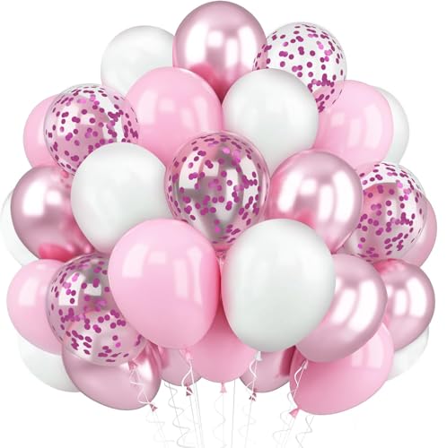 Metallic Pink Balloons Luftballons Rosa Weiß, 60 Stück Metallische Rosa Weiß Helium Luftballons, 12 Zoll Hellrosa Latex Ballons Set mit Konfetti Ballon für Mädchen Frauen Geburtstag Babyparty Hochzeit Metallic Pink Balloons Luftballons Rosa Weiß, 60 Stück Metallische Rosa Weiß Helium Luftballons, 12 Zoll Hellrosa Latex Ballons Set mit Konfetti Ballon für Mädchen Frauen Geburtstag Babyparty Hochzeit von DOOFE