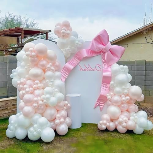Pearl Pink White Balloons Arch Kit von DOOFE